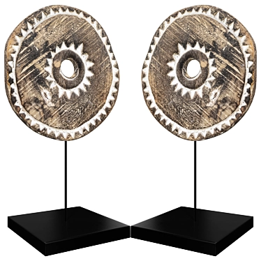 Sculpted Wheel Carving, 3-Piece Set 3D model image 1 