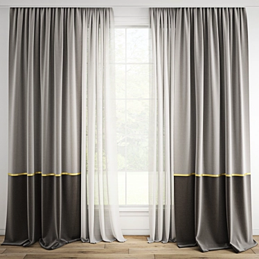  Polygonal Curtain Model & Textures 3D model image 1 