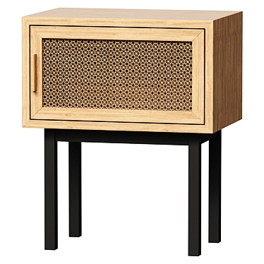 Rattan One-Door Bedside Table WASKA 3D model image 1 