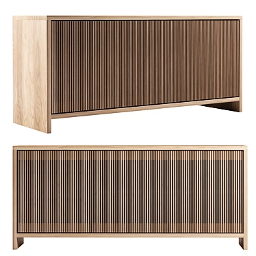 Oak Slatted Credenza 3D Model 3D model image 1 