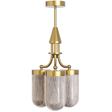 Hand Blown Glass Brass Chandelier 3D model image 1 