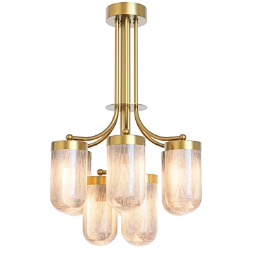 Brass Chandelier Hand-Blown Glass 3D model image 1 