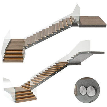 Contemporary 3D Stair Model (FBX) 3D model image 1 