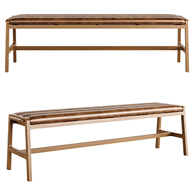 Sleek Leather Dining Bench, West Elm 3D model image 1 