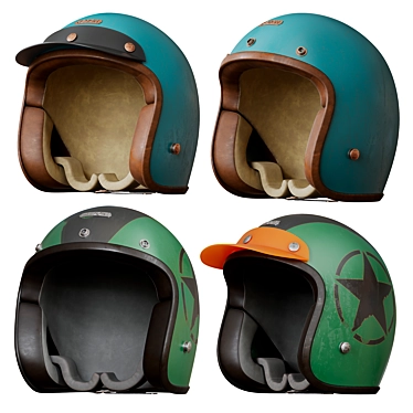 Retro Biker Helmet 3D model image 1 