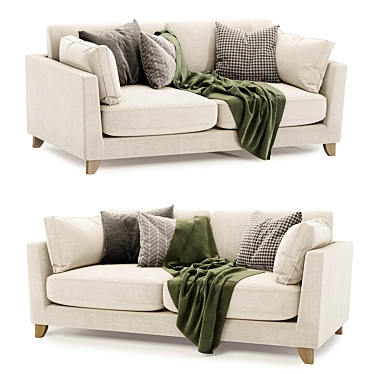 Elegant Paloma 3 Seater Sofa 3D model image 1 