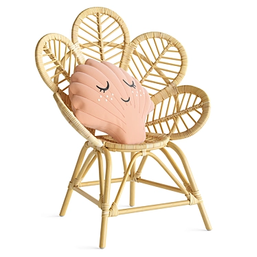 Vintage Rattan Kids Chair "Seashell 3D model image 1 