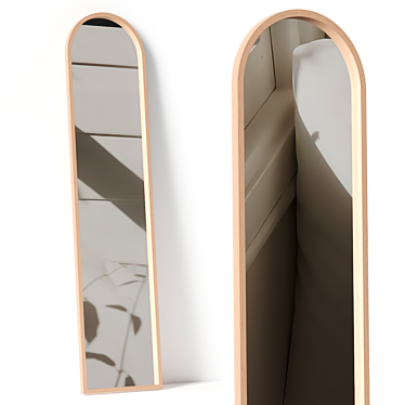 Wood Vertical Wall Mirror - Zara Home 3D model image 1 