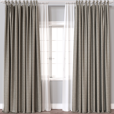 Designer Curtain Set with Exports 3D model image 1 