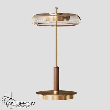 Modern Brass and Wood Table Lamp 3D model image 1 