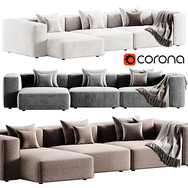 Modern Corner Sofa Moroso Collection 3D model image 1 