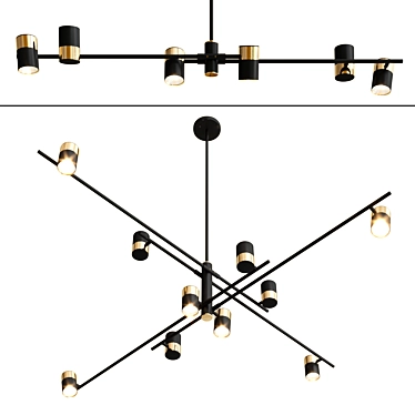 Modern Adjustable Spot Light Chandelier 3D model image 1 