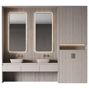 Modern Bathroom Furniture Set 3D model image 1 