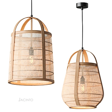 Jacinto Natural Rattan Pendant Suspension 3D model image 1 