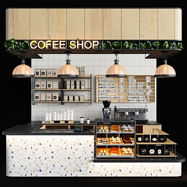 Cafe Display Counter with Shelves 3D model image 1 