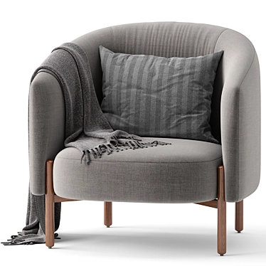 Sleek Oak Column Leg Chair 3D model image 1 