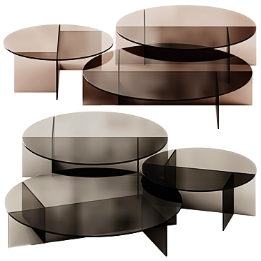 Modern Glass Coffee Tables Set 3D model image 1 