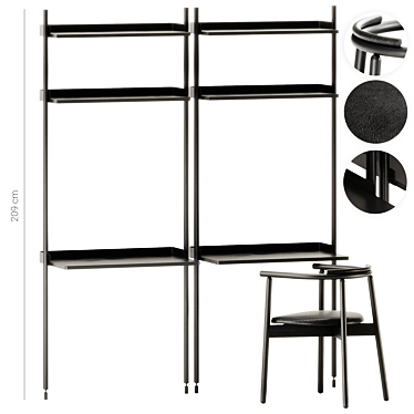 Wall-Mounted Secretary Desk Bookcase 3D model image 1 