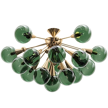 Sputnik Green Glass Chandelier 3D model image 1 