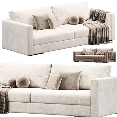 Flexform Magnum 3-Seater Fabric Sofa 3D model image 1 