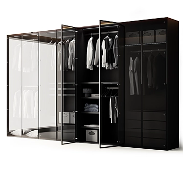 Sleek Aluminum Glass Wardrobe 3D model image 1 