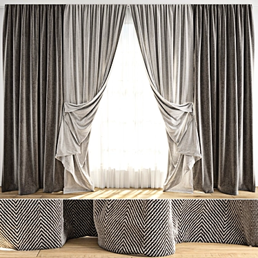 Polygonal Curtain Model with Textures 3D model image 1 