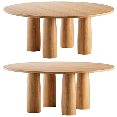 Elegant Teak Dining Table Design 3D model image 1 