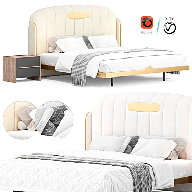 Modern Floating King Bed Homary 3D model image 1 