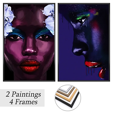 Variety Art Set with Frames 3D model image 1 