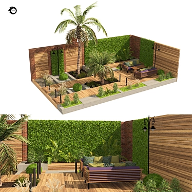 Modern Garden Yard 3D Model 3D model image 1 