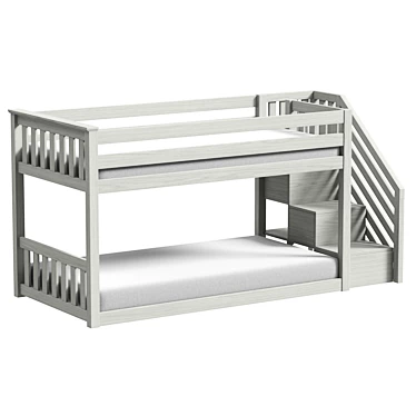 Modern Solid Wood Twin Bunk 3D model image 1 