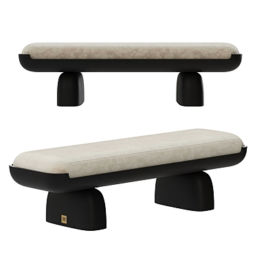 Luxury Velvet and Wood Bench 3D model image 1 