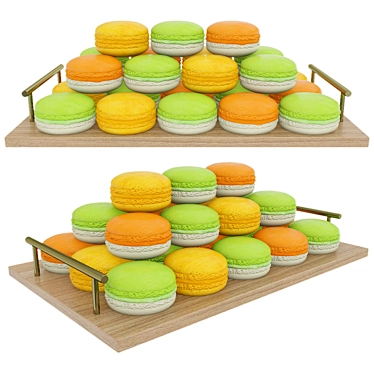 Colorful Macaroon Tray with 3 Varieties 3D model image 1 