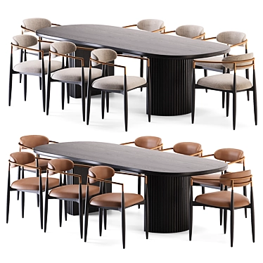 Modern Dining Set with Chair 3D model image 1 