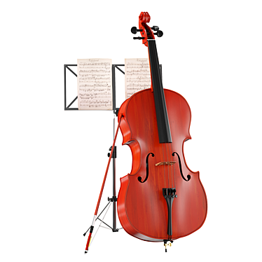  Quality Wood Cello with Stand. 3D model image 1 