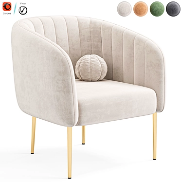 Plush Velvet Armchair, Elegant Design 3D model image 1 