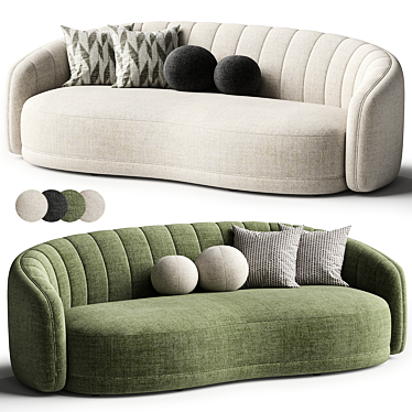 Elegant Linda Ivory Boucle Seating 3D model image 1 