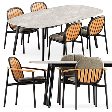 Outdoor Seating Set with Table 3D model image 1 