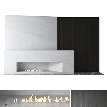 Contemporary Fireplace Wall Set 3D model image 1 