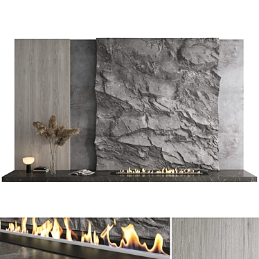 Modern Fireplace Wall Set 55 3D model image 1 