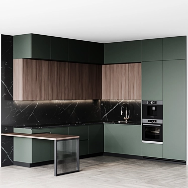 Customizable Modern Kitchen 255 3D model image 1 