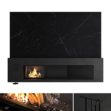 Modern Wall Fireplace Set 51 3D model image 1 