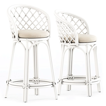 Rattan Criss-Cross Stools Collection 3D model image 1 