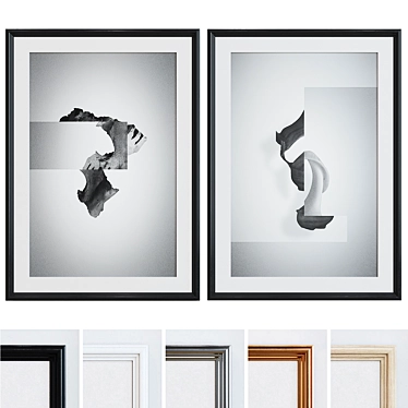 Modern Abstract Picture Frame Set 3D model image 1 