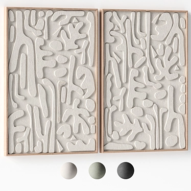 Textured Stone Relief Art Set 3D model image 1 