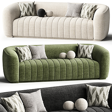 Elegant White Boucle Sofa Model 3D model image 1 