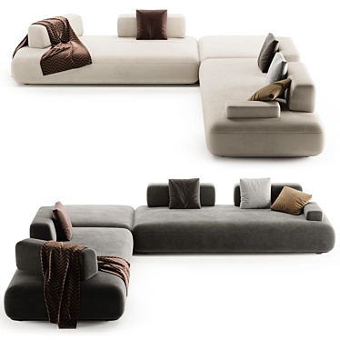 Modern Yoko Sofa in Black 3D model image 1 