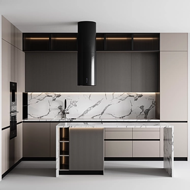 Adjustable Modern Kitchen Design 3D model image 1 