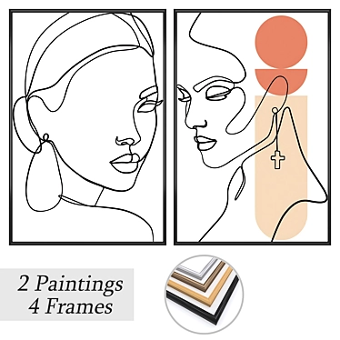 Picture Set with Varied Frames 3D model image 1 