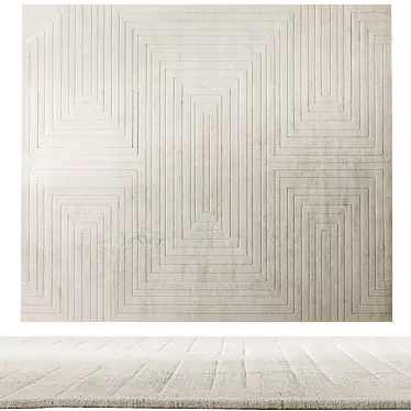 Silk White Geometric Rug 3D model image 1 